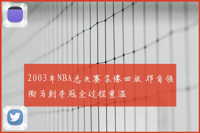 2003年NBA总决赛录像回放 邓肯领衔马刺夺冠全过程重温